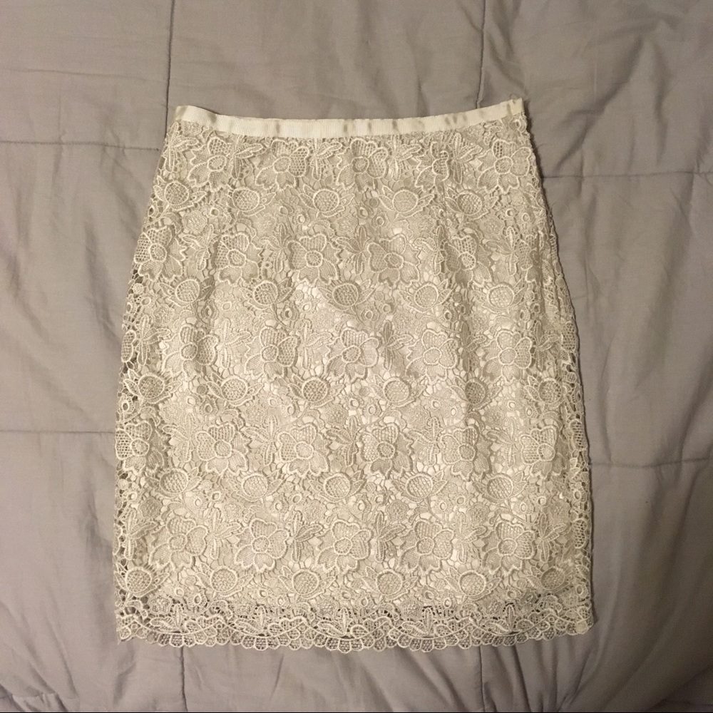 Off white floral pencil skirt